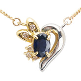 K18YG イエローゴールド Pt850 プラチナ コンビ ダイヤモンド0.05ct サファイヤ0.60ct ネックレス レディース 【中古】